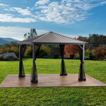 Modern Aluminum Hardtop Gazebo – Mosquito Netting & Rust-Resistant Frame 65613.00BLK-djyc