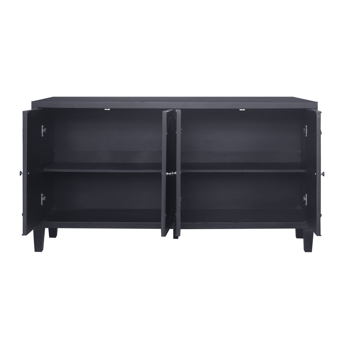 Accent Cabinet 4 Door Wooden Cabinet Sideboard Buffet Server Cabinet Storage Cabinet, for Living Room, Entryway, Hallway, Office, Kitchen and Dining Room, Matte Black W1435P153081-djyc