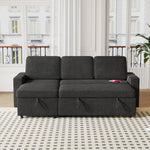 85.8" Pull Out Sleeper Sofa L-Shaped Couch Convertible Sofa Bed with Storage Chaise And Storage Racks,With USB Port And T-pyce Port W834S00265-djyc