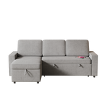 85.8" Pull Out Sleeper Sofa L-Shaped Couch Convertible Sofa Bed with Storage Chaise And Storage Racks,With USB Port And T-pyce Port W834S00268-djyc