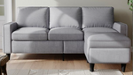 Sofas for families, apartments, dorms, bonus rooms, compact Spaces with lounge lounges, 3 seater, L-shaped design for the chaise, 680 LBS capacity - light grey W1793138512-djyc