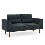 Convertible Futon Sofa Bed, Comfy Loveseat Sleeper Sofa with Adjustable Armrest, Strengthen Wood, Thick Padded Cushion, Small 2 Seater Couch for Living Room, Bedroom, Black W487P180470-djyc