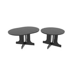 Dining Table for Farmhouse Kitchen 59x43 Inch Expandable Oval Table Top with Removable Leaf Trestle X Shaped Base Black W1347P202405-djyc