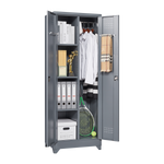 Metal Storage Cabinets, Cleaning Tool Cabinet with Locking Door, Tall Broom Tool Organizer and Storage, Large Storage Cabinet for Kitchen, Pantry, Office, Shop W328P193783-djyc