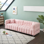 Charming 102-Inch Pink Teddy Fleece Sofa for Living Room, Bedroom, or Apartment - Includes Two Chic Throw Pillows & Sturdily Supported by Hardware Feet W1278S00019-djyc