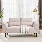 Convertible Futon Sofa Bed, Comfy Loveseat Sleeper Sofa with Adjustable Armrest, Strengthen Wood, Thick Padded Cushion, Small 2 Seater Couch for Living Room, Bedroom, Pink W487P180472-djyc