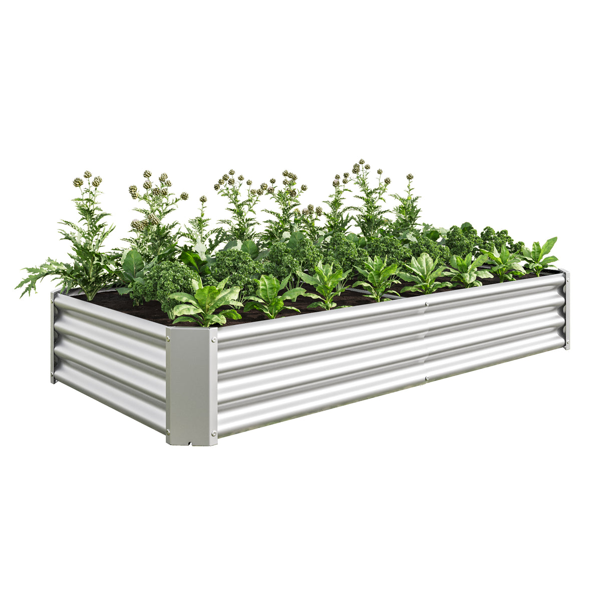 Raised Garden Bed Outdoor, 6×3×1ft , Metal RaisedRectangle Planter Beds for Plants, Vegetables, and Flowers - Silver W84091004-djyc