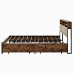 Queen Bed Frame withStorage Headboard and 4 Drawers W840134067-djyc