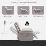 Power Recliner Chair with Adjustable Massage Function, Velvet Electric Power Chair for Elderly with One Side Pockets, Recliner Chair with Heating System for Living Room,Beige W1998120244-djyc