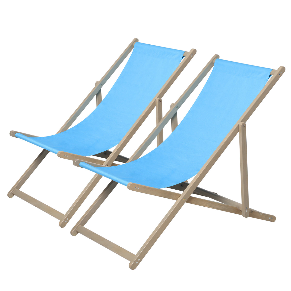 Beach Sling Patio Chair Set of 2,Wooden Folding Outdoor Chairs for Outside 3 Level Height Adjustable, Portable Reclining Beach Chair W1390119194-djyc