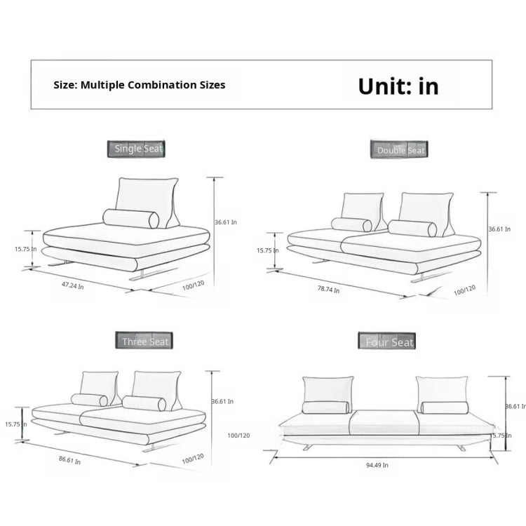 Armless Movable Cotton-Linen Fabric Sofa with Backrest, Window Seat Couch aj-0209-53