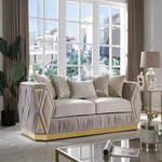 Cavalli Contemporary Style Upholstery Diamond Pattern Sofa Made with Wood in Gold accent & Taupe-B009P417491 - 正方形修复