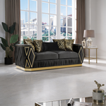 Cavalli Contemporary Style Upholstery Diamond Pattern 2PC Livingroom Set Made with Wood in Gold accent & Black-B009S02182 - 正方形修复