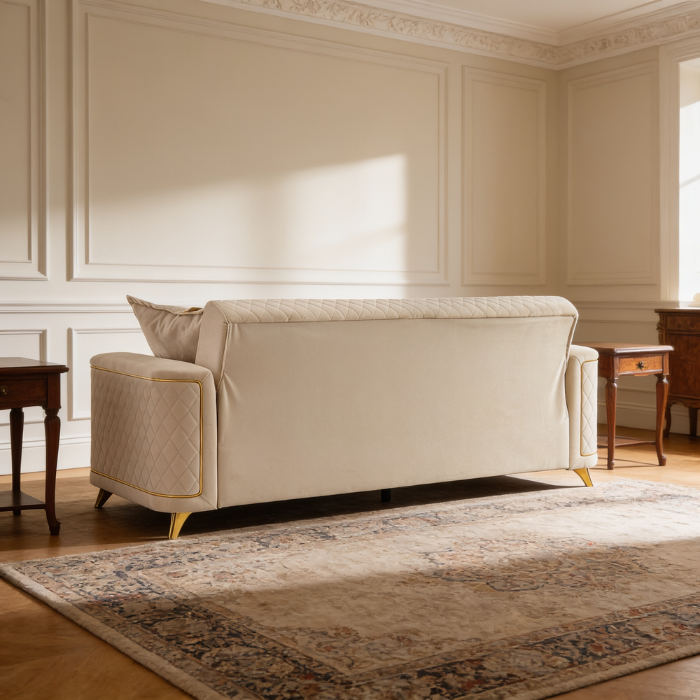 Lisa 2Pc Sofa and Loveseat Set in Ivory-B009S02227 - 场景图