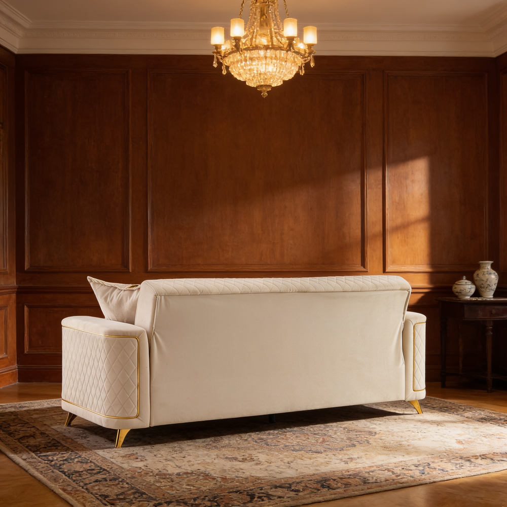 Lisa 3Pc Sofa, Loveseat and Accent Chair Set in Ivory-B009S02228 - 场景图