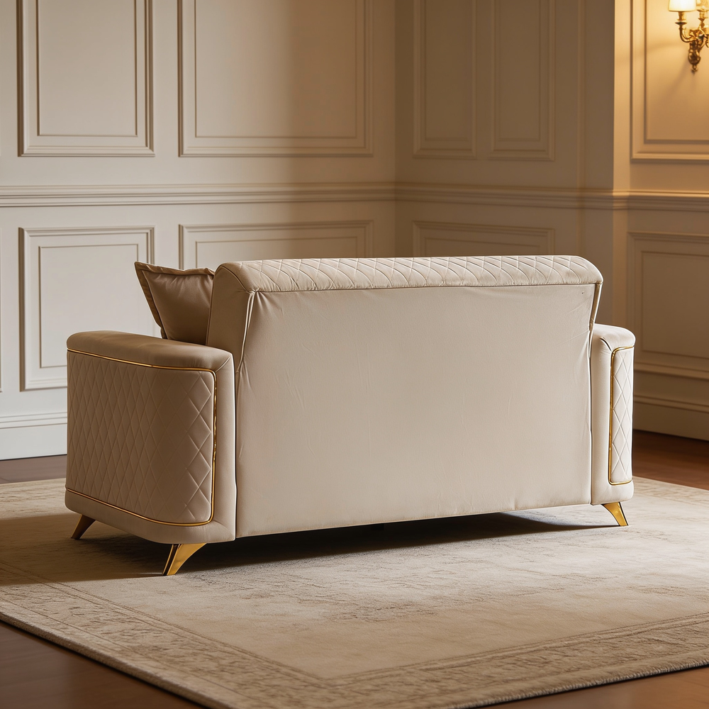 Lisa 3Pc Sofa, Loveseat and Accent Chair Set in Ivory-B009S02228 - 场景图