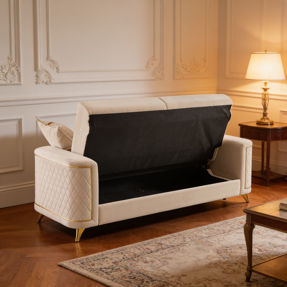 Lisa 3Pc Sofa, Loveseat and Accent Chair Set in Ivory-B009S02228 - 场景图