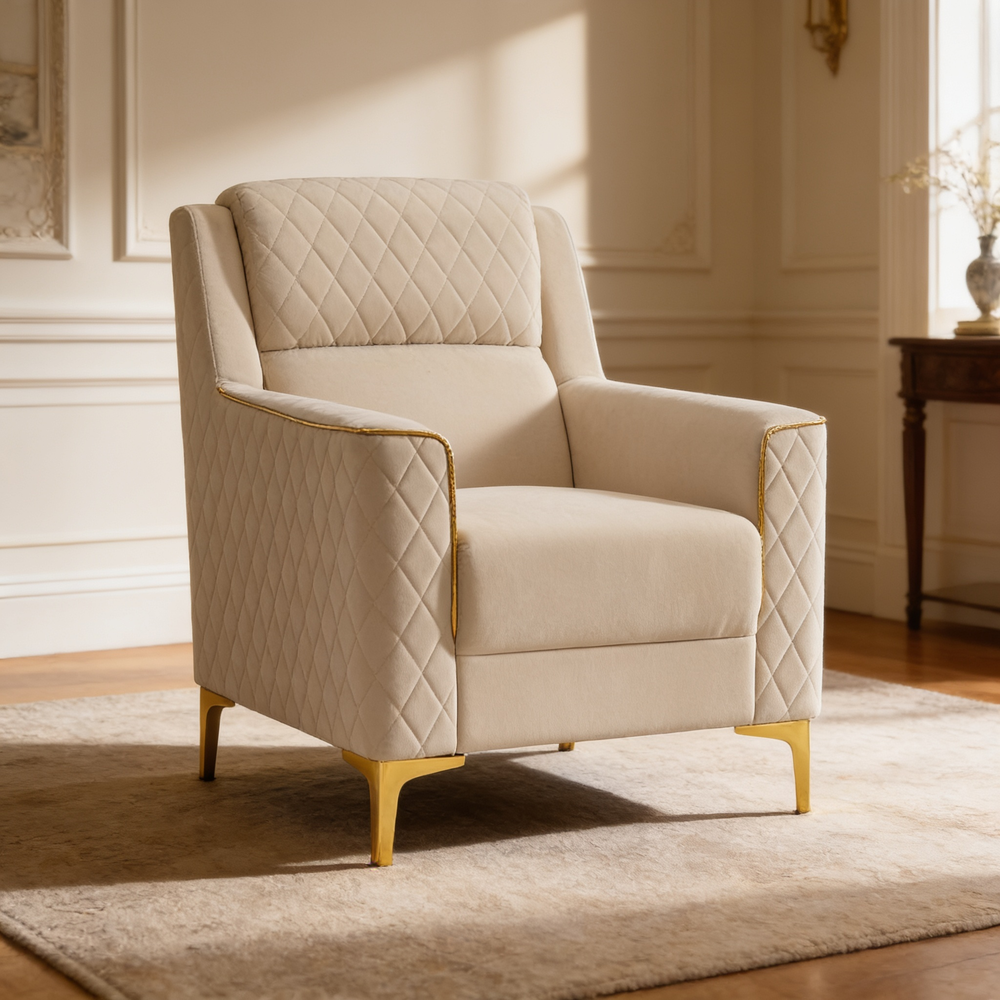 Lisa 3Pc Sofa, Loveseat and Accent Chair Set in Ivory-B009S02228 - 场景图