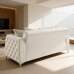 Lippa Upholstered Sofa in Off White Fabric with Gold Stainless Steel Legs, Foam Cushioning and Sturdy Wood Frame-B009S02230 - 场景图
