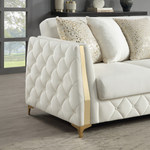 Lippa Upholstered Sofa in Off White Fabric with Gold Stainless Steel Legs, Foam Cushioning and Sturdy Wood Frame-B009S02230 - 细节图