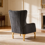 Lippa 3pc Upholstered Sofa, Loveseat and Chair Set in Black Fabric with Gold Stainless Steel Legs, Foam Cushioning and Sturdy Wood Frame-B009S02236 - 场景图
