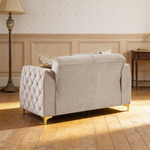 Lippa 3pc Upholstered Sofa, Loveseat and Chair Set in Taupe Fabric with Gold Stainless Steel Legs, Foam Cushioning and Sturdy Wood Frame-B009S02240 - 场景图