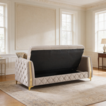 Lippa 3pc Upholstered Sofa, Loveseat and Chair Set in Taupe Fabric with Gold Stainless Steel Legs, Foam Cushioning and Sturdy Wood Frame-B009S02240 - 细节图