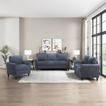 Contemporary 3-Seater Sofa Plush Foam Padded Blue Chenille Upholstered Pochet Coils Living Room Furniture 1pc-B011P474397 - 正方形修复