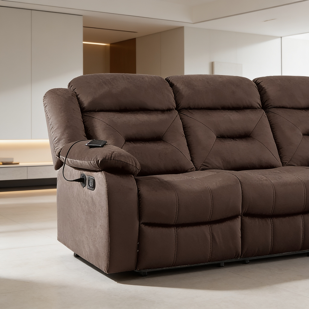 2pc Living Room Set 1x Sofa 1x Loveseat Pillow Armrest Supportive Headrest Vertical Tufting Chocolate Finish Contemporary Primary Living Room Furniture-B011S02363 - 场景图
