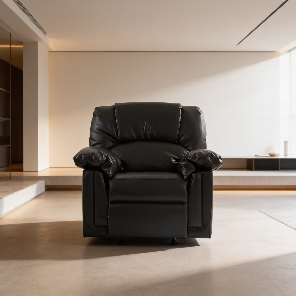 Modern Contemporary Style 3pc Living Room Set 1x Sofa 1x Loveseat 1x Chair Black Finish Pillow Arms Cushion Backrest Primary Living Room Furniture-B011S02382 - 场景图