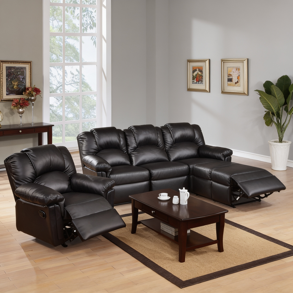 Modern Contemporary Style 3pc Living Room Set 1x Sofa 1x Loveseat 1x Chair Black Finish Pillow Arms Cushion Backrest Primary Living Room Furniture-B011S02382 - 正方形修复