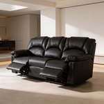Modern 2pc Living Room Set 1x Sofa 1x Recliner Black Finish Cushion Backrest Pillow Armrest Primary Living Room Furniture-B011S02384 - 场景图