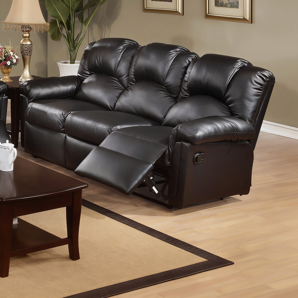 Modern 2pc Living Room Set 1x Sofa 1x Recliner Black Finish Cushion Backrest Pillow Armrest Primary Living Room Furniture-B011S02384 - 正方形修复