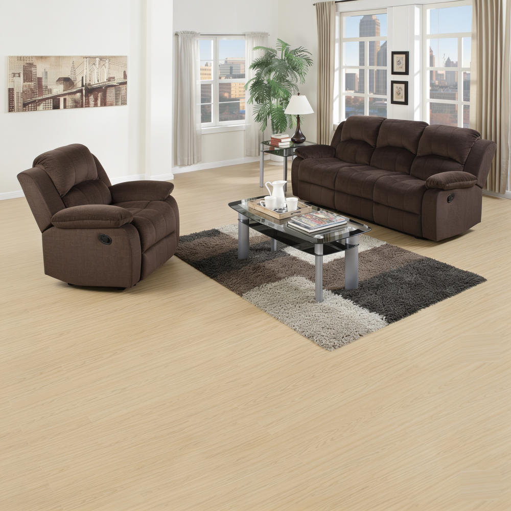 Modern Style 2pc Living Room Set Horizontal And Vertical TuftingCushion Back Pillow Arms Suede Padded Chocolate Finish Primary Living Room Furniture-B011S02396 - 正方形修复