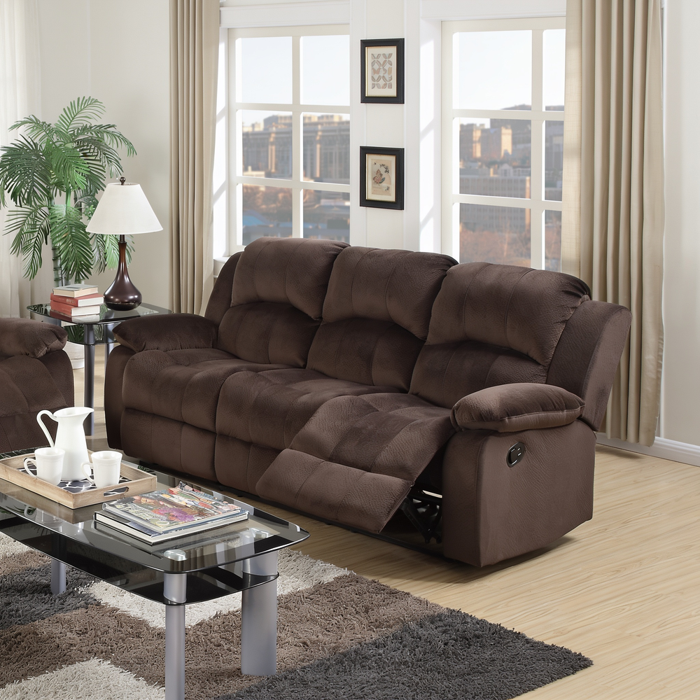 Modern Style 2pc Living Room Set Horizontal And Vertical TuftingCushion Back Pillow Arms Suede Padded Chocolate Finish Primary Living Room Furniture-B011S02396 - 正方形修复
