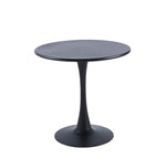 Modern Black Round Dining Table, 31.5" Diameter Solid Metal Base Coffee Table W124165046-djyc