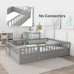 Full sizeFloor bed, integral construction with super high security barrier, door, children's floor bed frame, Montessori wooden children's floor bed,Grey W1858P164934-djyc