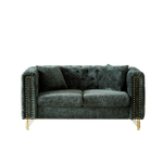 60-Inch Chenille Pull Buckle Design Sofa for Living Room,Buttons Tufted With Copper Nail Decoration Armrest, Modern Couch Upholstered Button And Metal Legs W834S00299-djyc