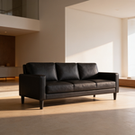 Weld Black 3-Piece Upholstered Track Arm Sofa Set with Plush Cushions and Tapered Legs in Black Faux Leather-B062S01658 - 场景图