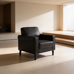 Weld Black 3-Piece Upholstered Track Arm Sofa Set with Plush Cushions and Tapered Legs in Black Faux Leather-B062S01658 - 场景图