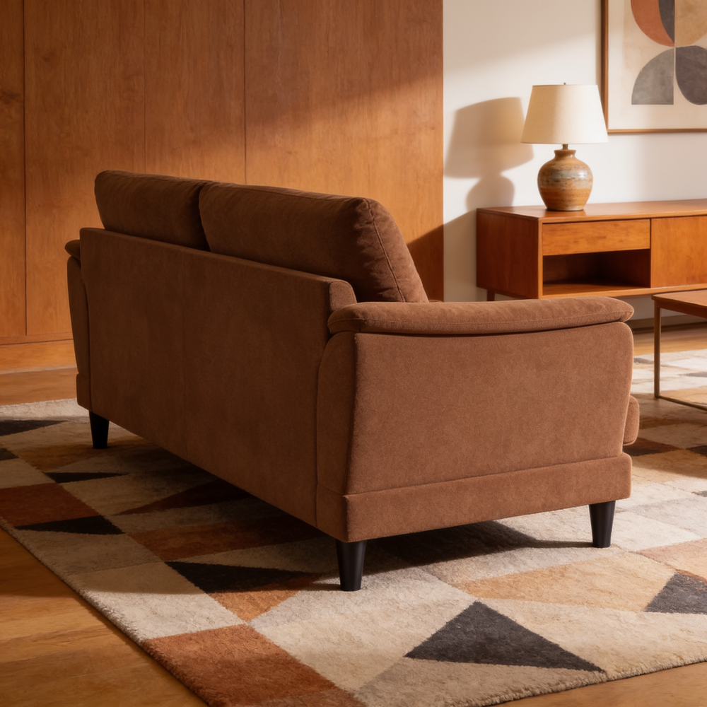 Dania Rust 2-Piece Upholstered Crescent Arm Sofa Set in Rust Fabric with Black Wood Frame, 74.75 Inches Wide - B062S01663 - 场景图