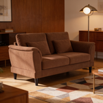 Dania Rust 2-Piece Upholstered Crescent Arm Sofa Set in Rust Fabric with Black Wood Frame, 74.75 Inches Wide - B062S01663 - 场景图