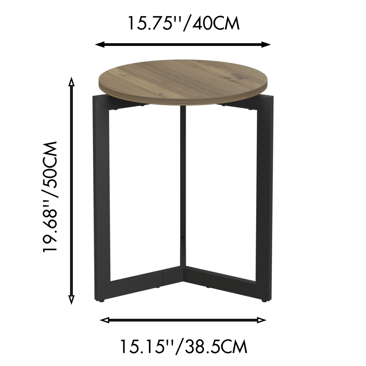 19.68''H Round Side Table, Round Accent End Table with Sturdy Metal Frame, Round Nightstand, for Living Room, Bedroom, Balcony, Office, Brown W808P176716-djyc