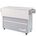 K&K Kitchen Island with Trash Can Storage Cabinet, Kitchen Cart with Drop Leaf, Spice Rack, Towel Rack and Drawer, Rolling Kitchen Island on Wheels with Adjustable Shelf, Grey WF326381AAG-djyc