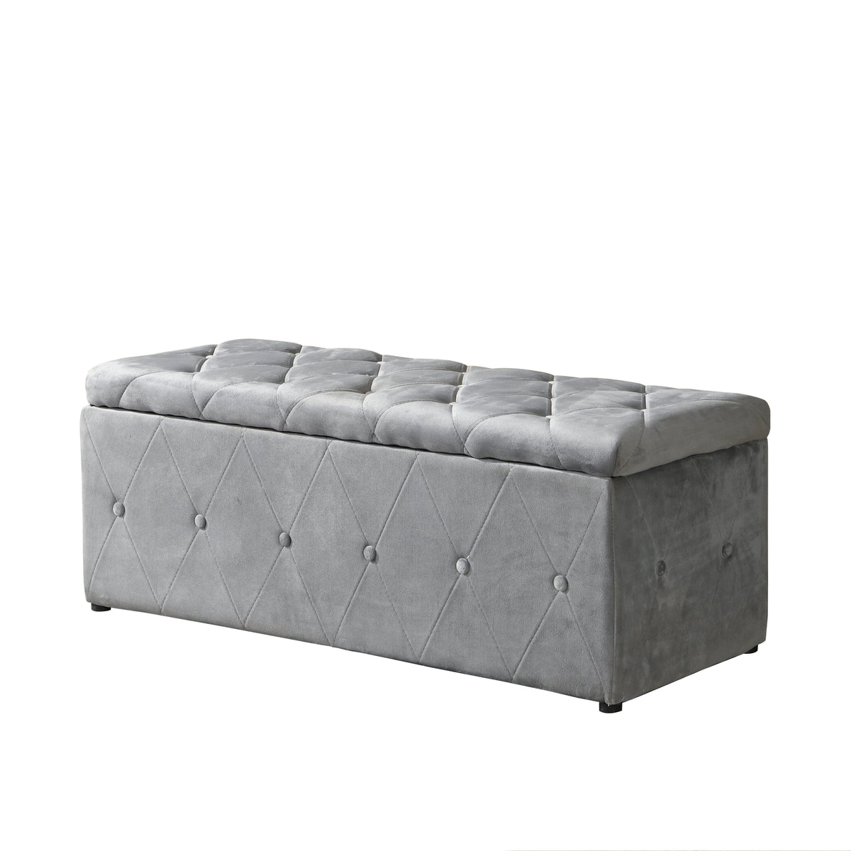 1 Piece Rectangular Storage Ottoman Short velvet with 2 Set Ottomans (Light Gray) W136060471-djyc