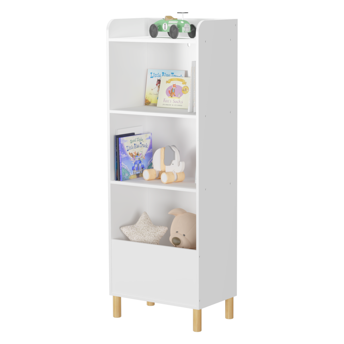 Kids 4-Tier Bookcase, Children's Book Display, Bookshelf Toy Storage Cabinet Organizer for Children's Room, Playroom, Nursery W808105247-djyc