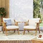 Outdoor Acacia Wood Club Chairs with Cushions (Set of 2), Teak Finish+ Beige, 30.75' W x 30.25' D x 26.00' H 70856.00BGE-djyc