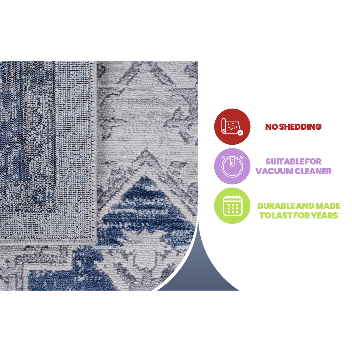 MARFI Collection 5X7 Blue / Grey / Oriental Area Rug-B189P183491 - 商品介绍图