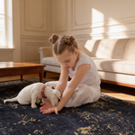MAVAL Black Washable Rug 5x8 Area Rug (Black+Gold, 5' x 8')-B189P188983 - 场景图