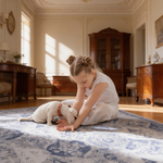 MAVAL Blue Washable Rug 3x5 Area Rug (Blue, 3' x 5')-B189P189018 - 场景图